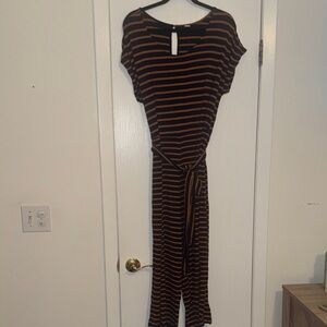 Striped Navy and Orange Jumpsuit